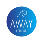 Away Leisure logo - a vibrant gay friendly boat party organizer in Gran Canaria featuring rainbow-themed design