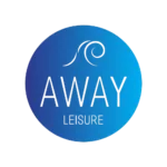 Away Leisure logo - a vibrant gay friendly boat party organizer in Gran Canaria featuring rainbow-themed design